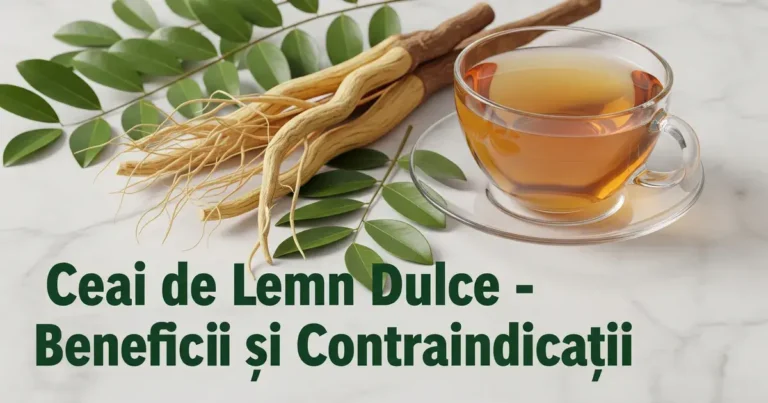 Rădăcină de lemn dulce și ceai natural în ceașcă de sticlă – beneficii și contraindicații