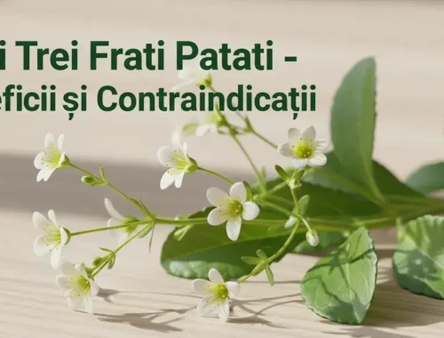 Infografic despre ceaiul Trei Frați Pătați - beneficii și contraindicații ale plantei medicinale